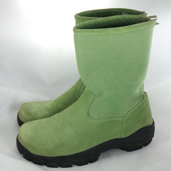 Lands' End Shoes - LAND'S END Lime Green Suede Fleece Lined Boots